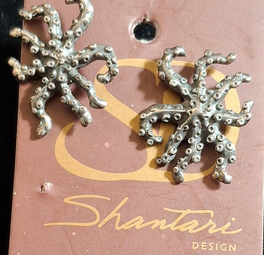 Silver octopus stud earrings