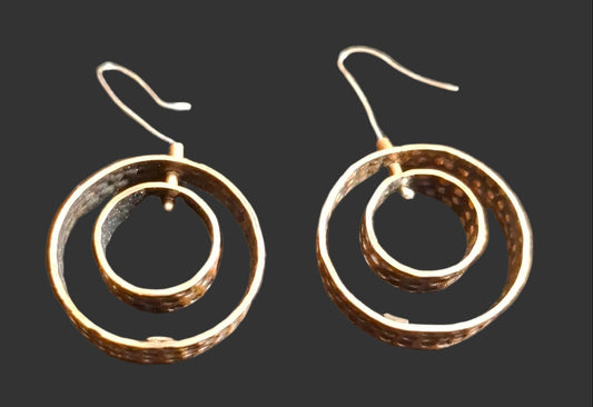 Copper double loop earrings