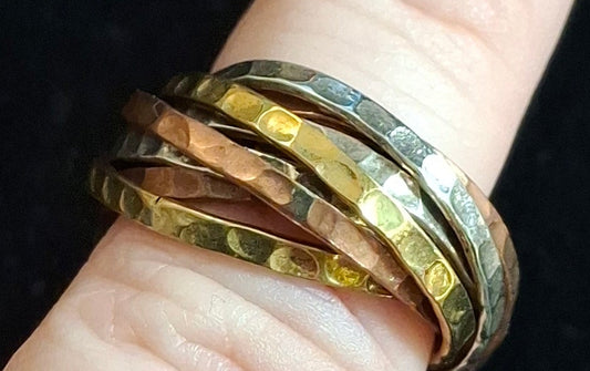 Silver/Bronze/Copper 9 Band Ring