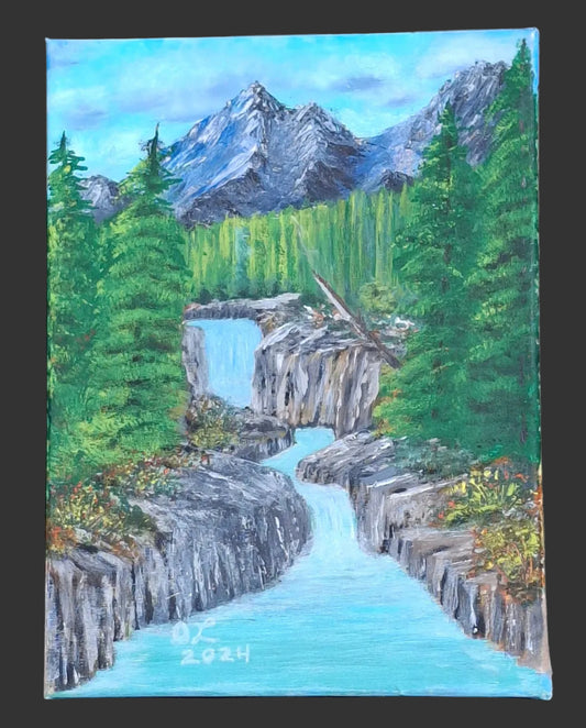 Two Waterfalls - Acrylic Painting