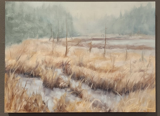Winter Bog - oil painting on cradled birch panel