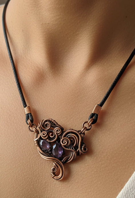 Copper Heart with Amethyst