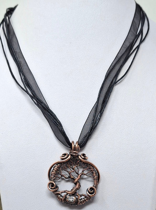 Copper Tree with White Topaz