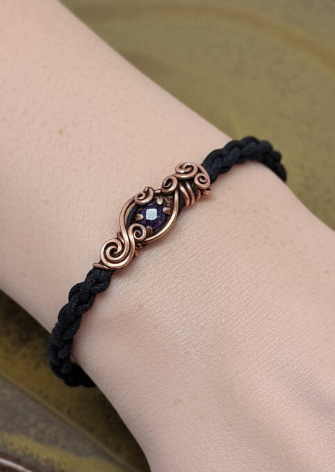 Copper Bracelet with Amethyst