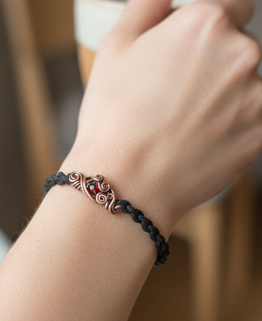 Copper Bracelet with Garnet