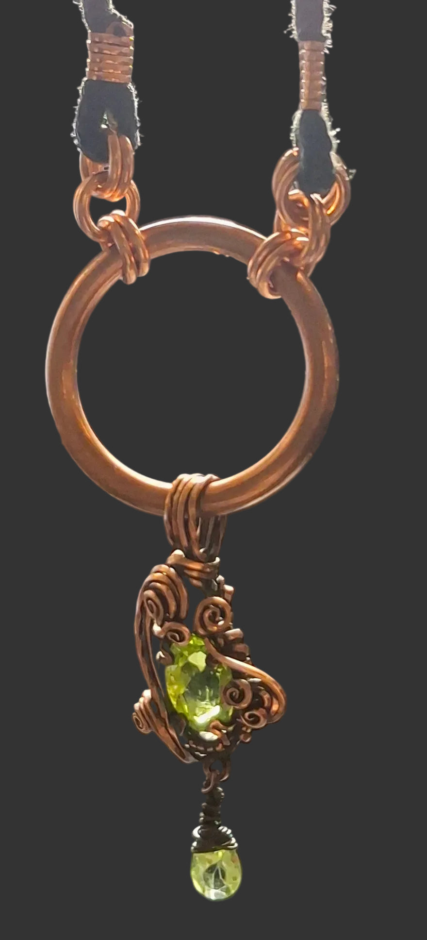 Copper necklace with peridot