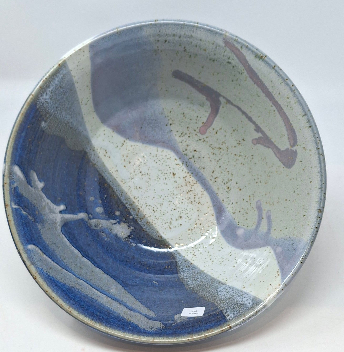 Large bowl - speckled white and blue