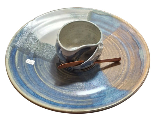 2 piece dip plate set - blues