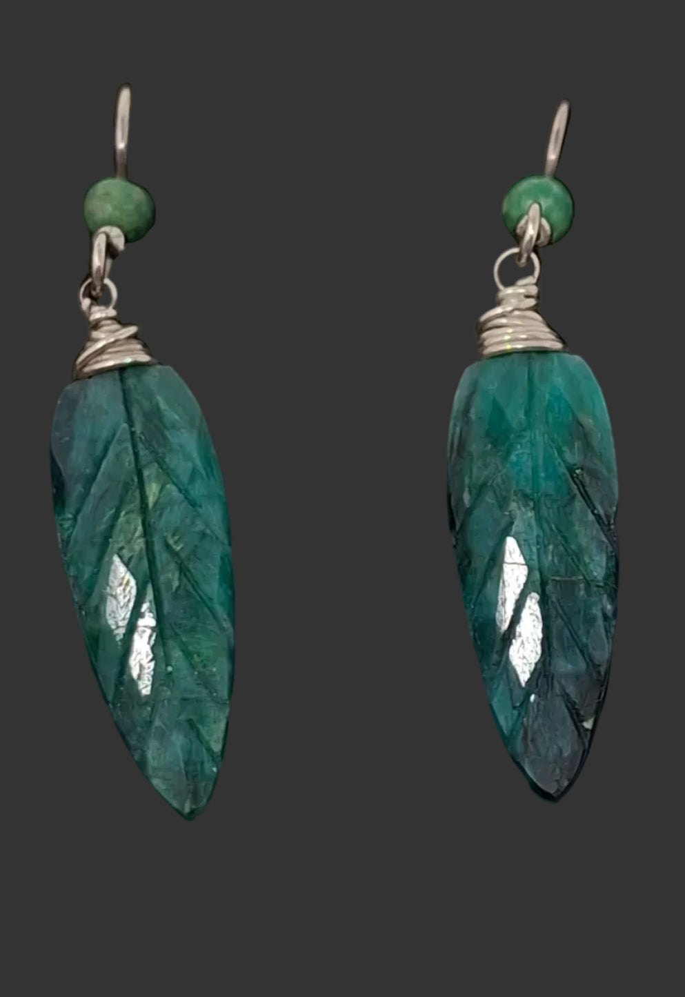 Emerald and Natural African Jade Earrings