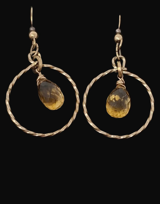Citrine and 14K Gold Earrings
