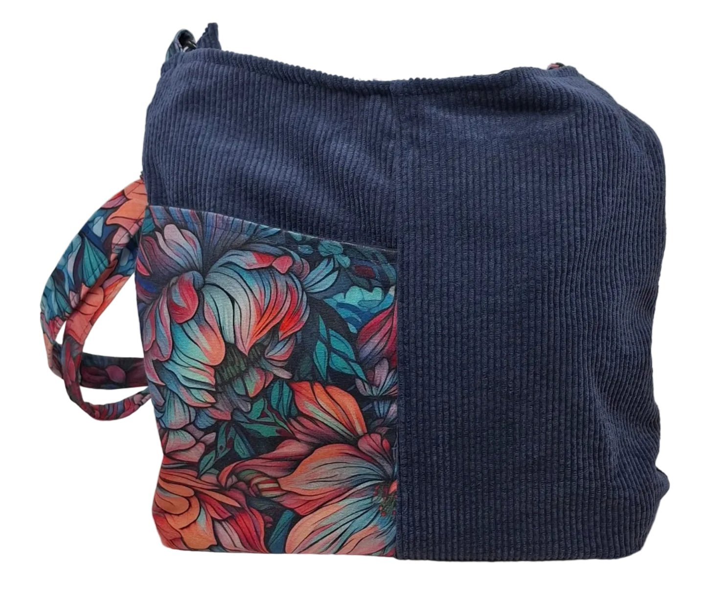Blue Corduroy Cross Body Bag