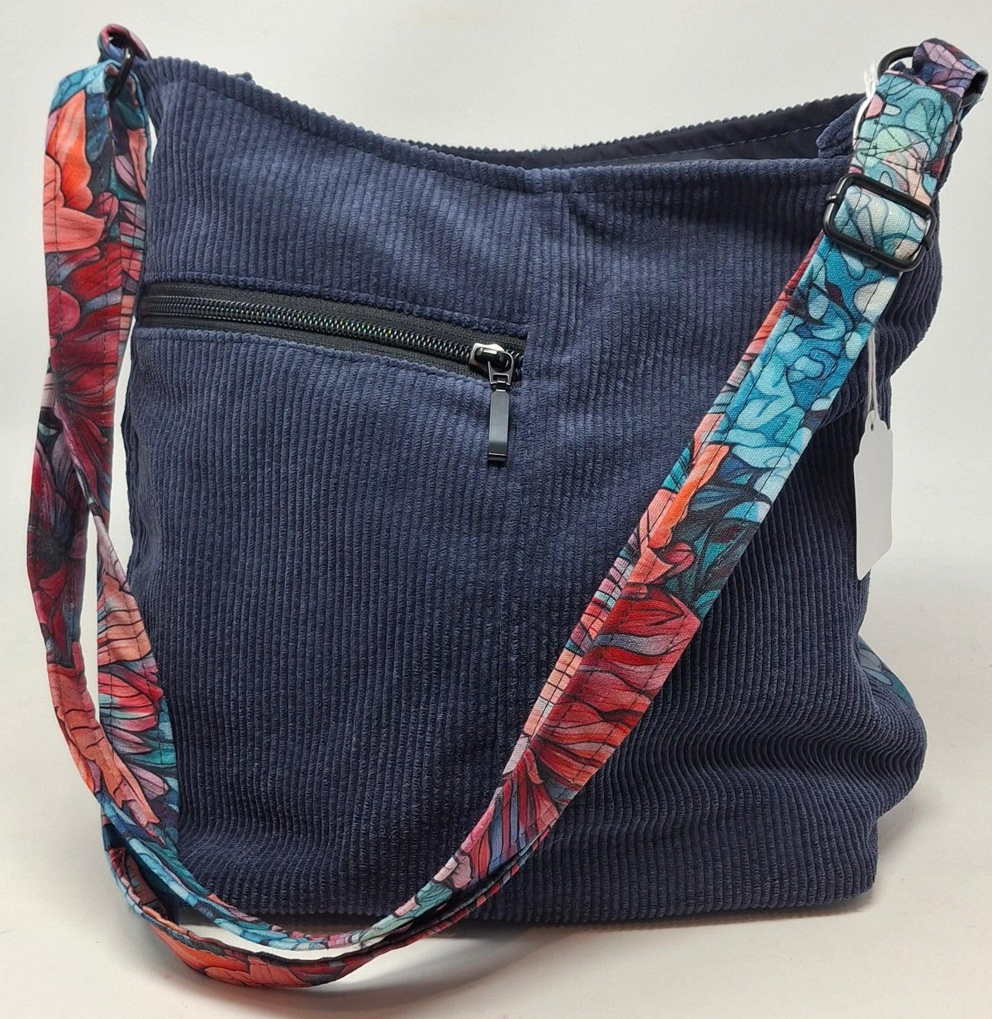 Blue Corduroy Cross Body Bag