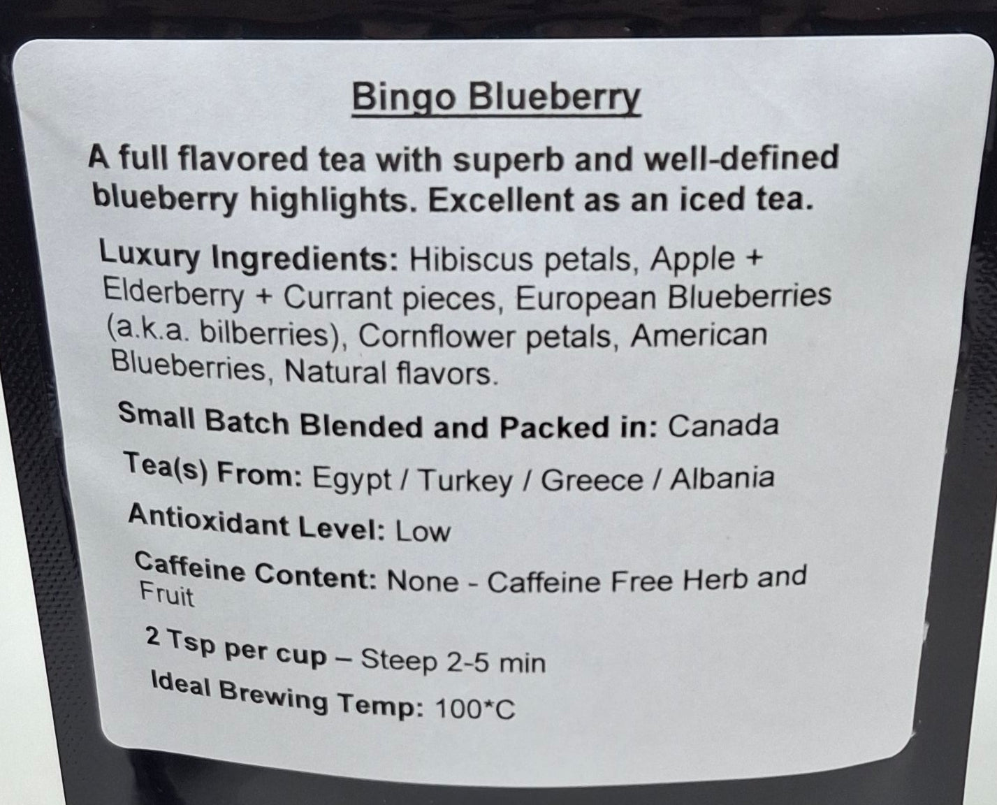 Kathlene's Teahouse - Bingo Blueberry Tea