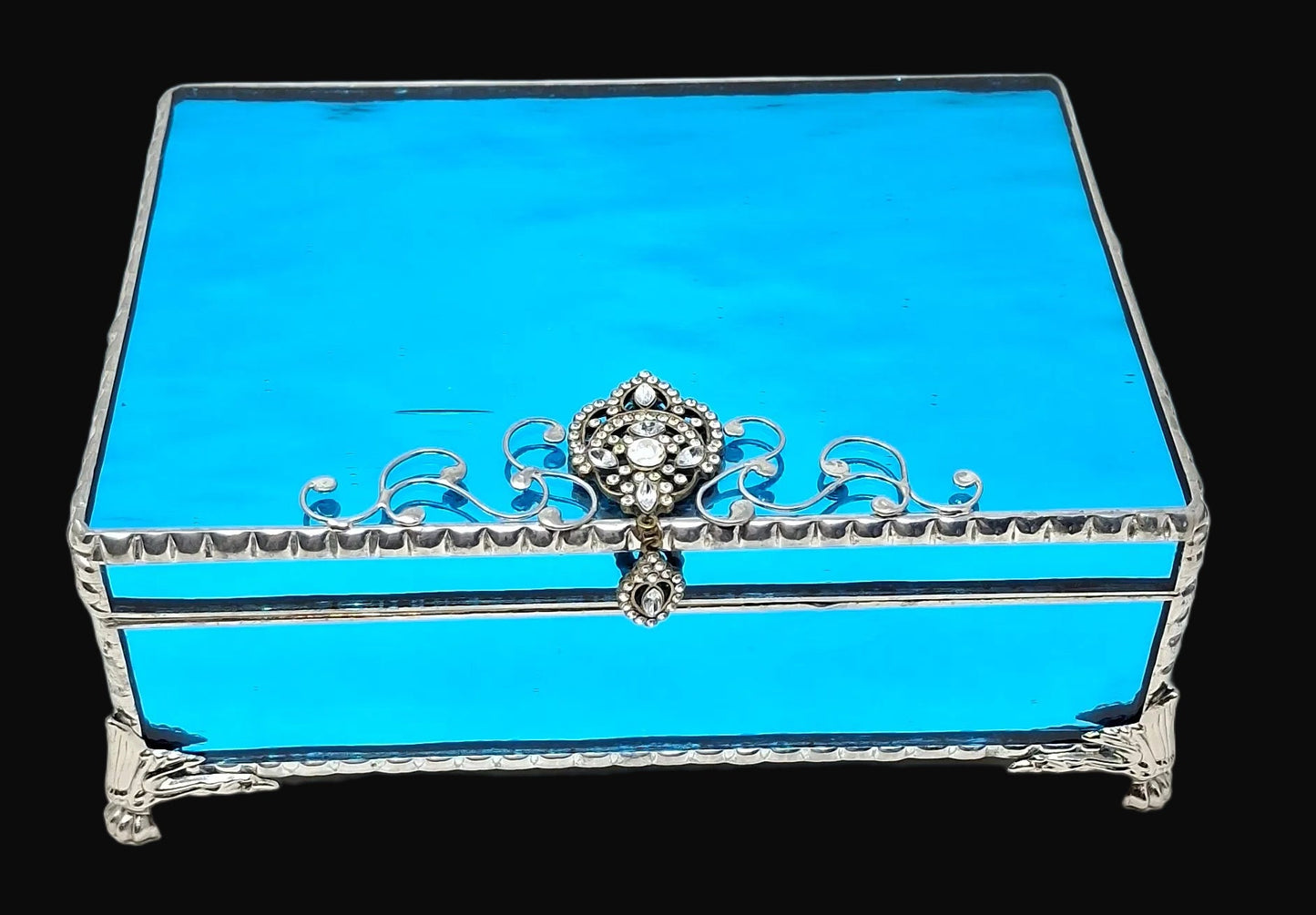 Jewelry Box - Turquoise with Jewel Clasp