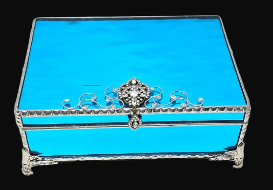 Jewelry Box - Turquoise with Jewel Clasp