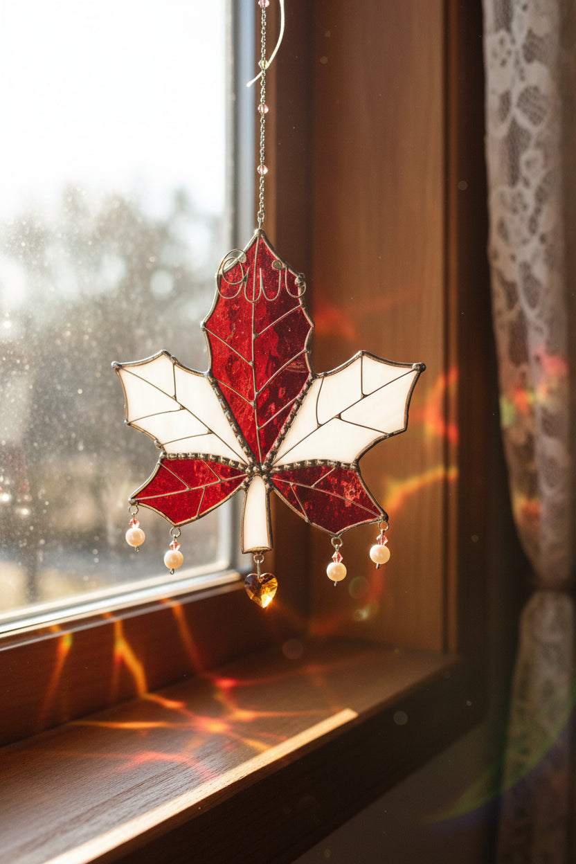 Maple Leaf - Red & White 5"