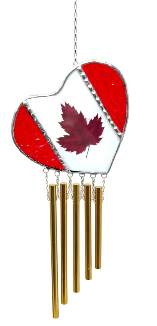 Maple Leaf Heart - Red and White chime