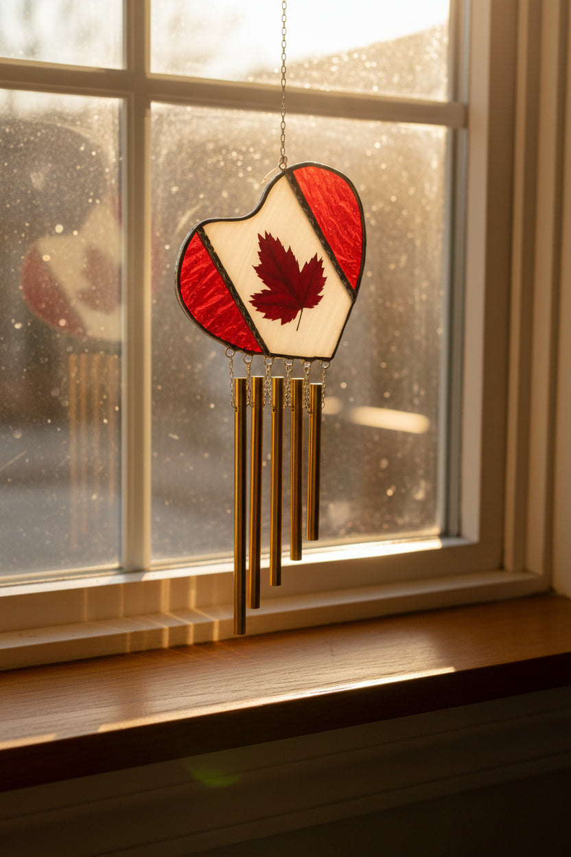 Maple Leaf Heart - Red and White chime