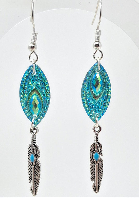 Earrings - Turquoise with Feathers