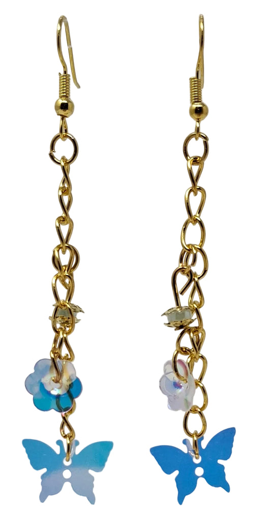 Earrings - Dangle with butterfly and flower