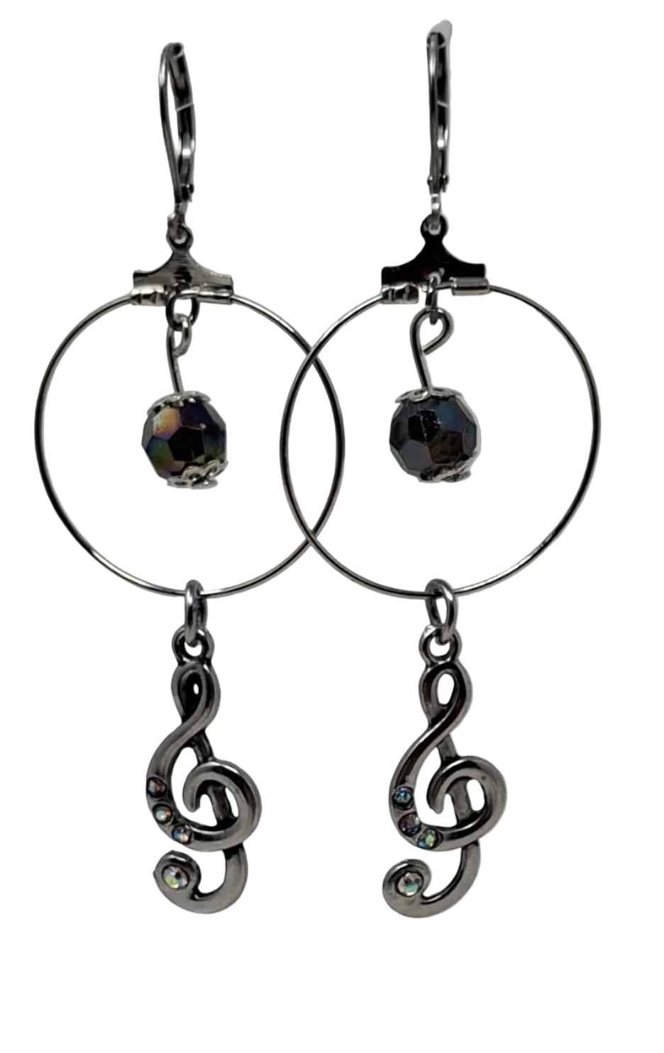 Earrings - Hoops with beads and music notes