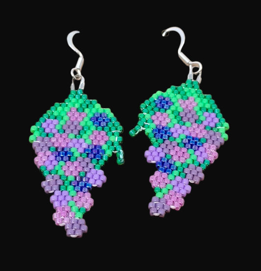 Bunch of Grapes Beaded Earrings