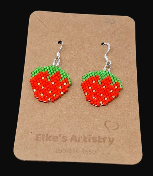 Strawberry Beaded Earrings