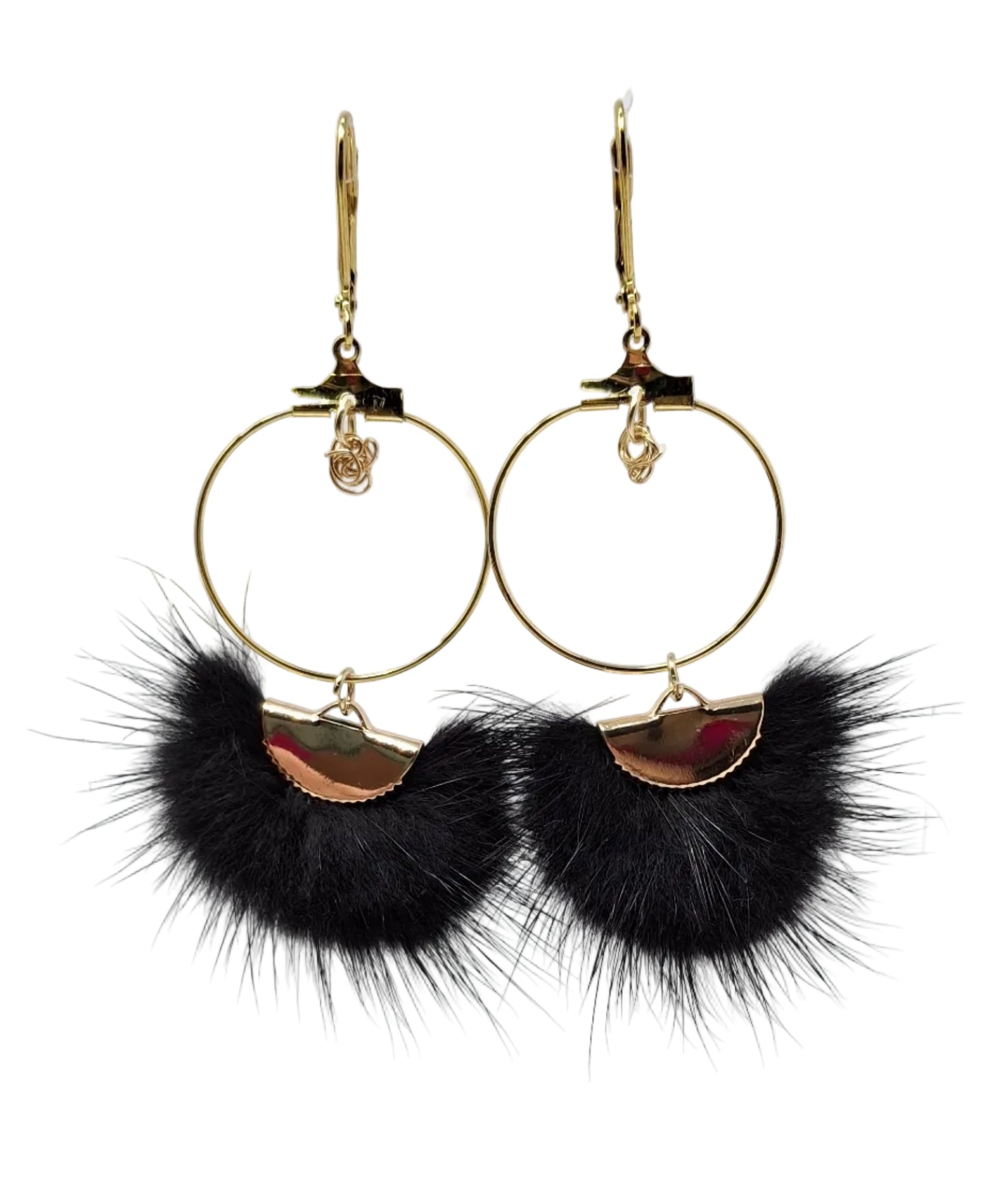 Earrings - Circles with Mink and Wire