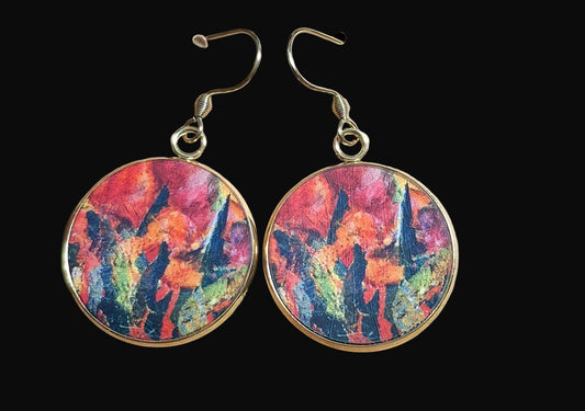 Art Earrings - Round with Tulips