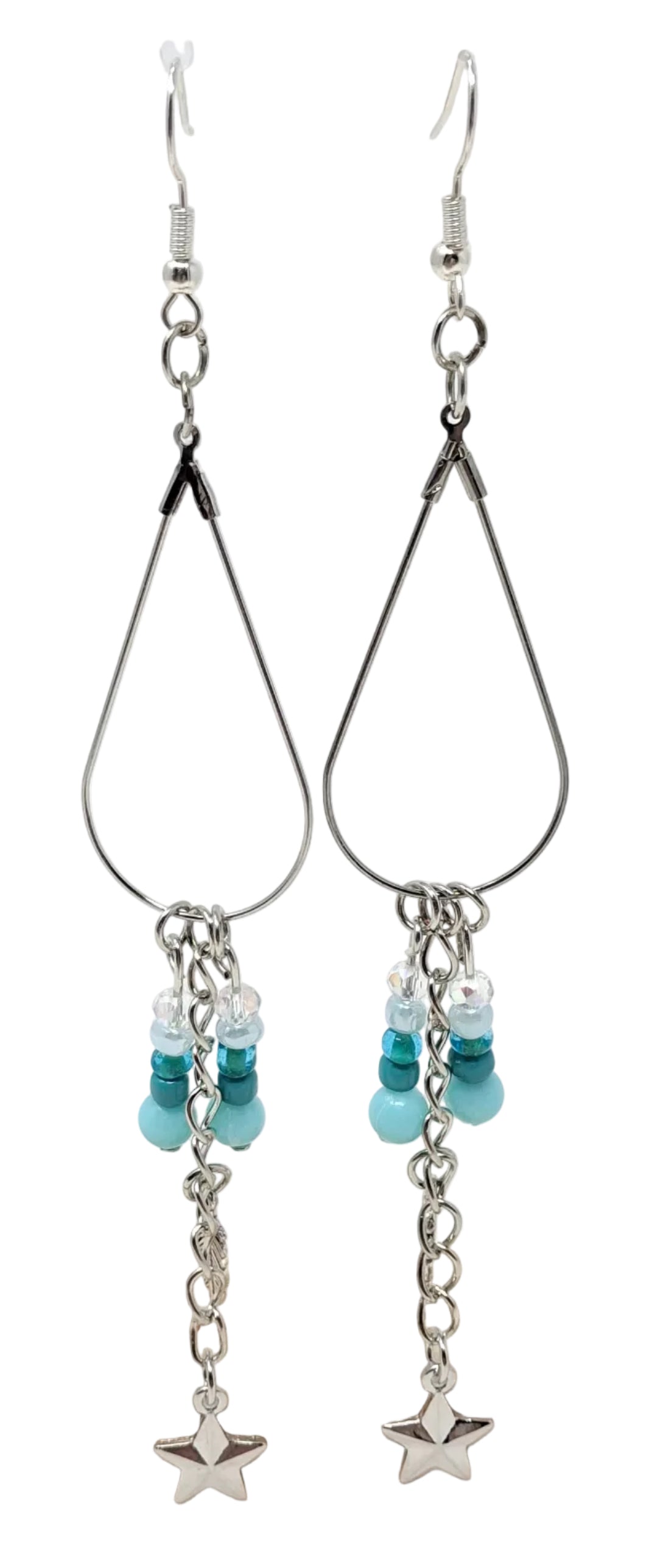 Earrings - Teardrop with Star and Turquoise Beads