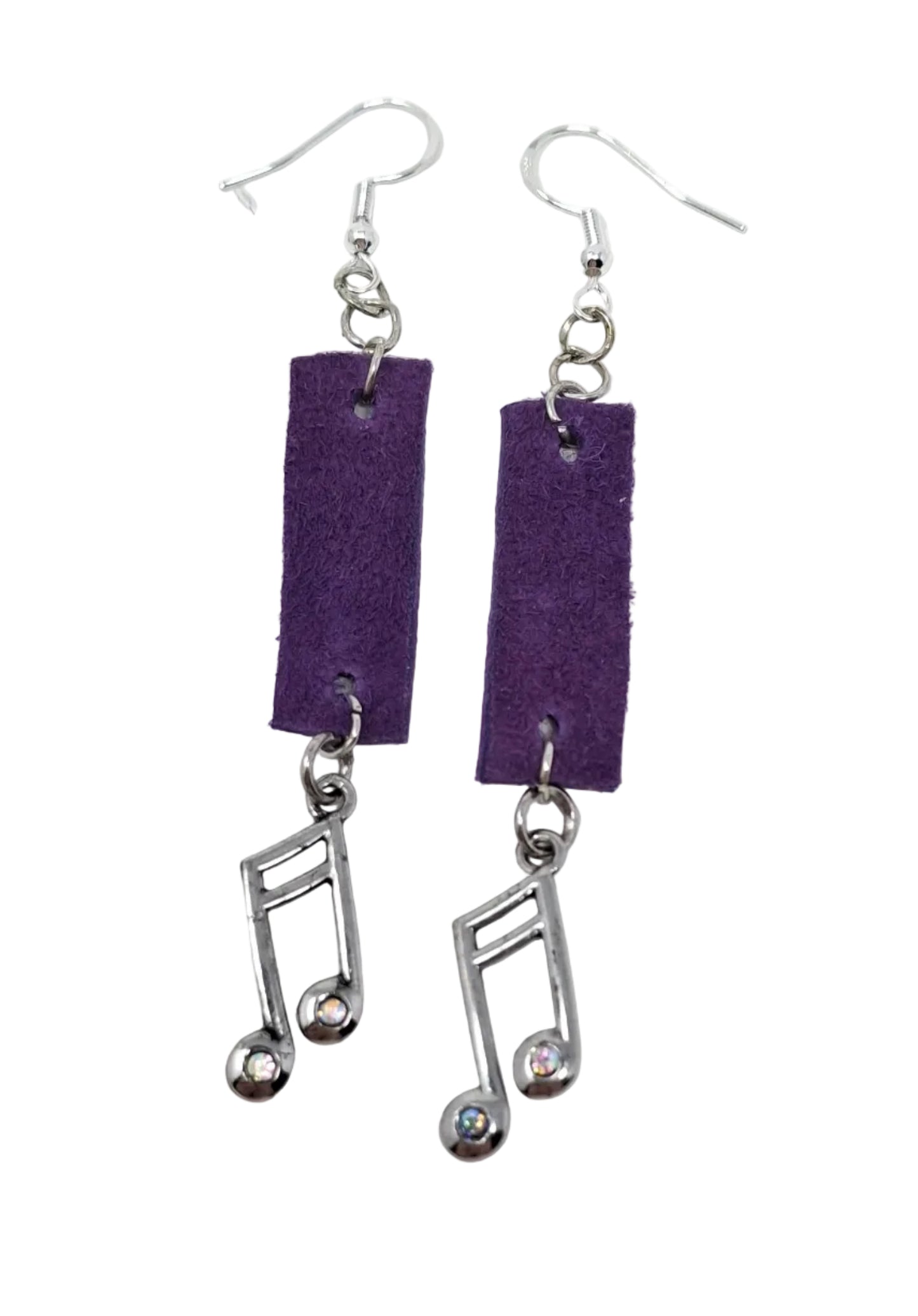 Earrings - Purple Deerskin with Music Notes