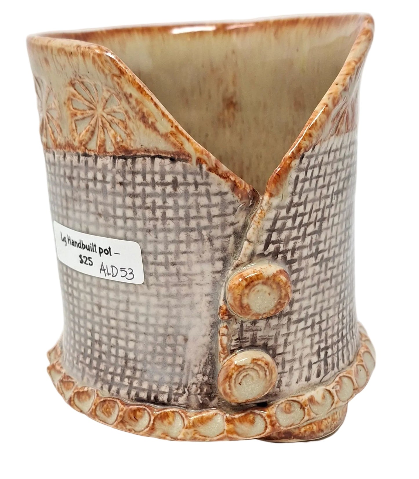 Handbuilt pot with buttons