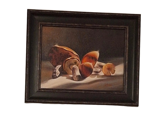 Mushrooms - Aspens on a table - Oil Painting on Canvas