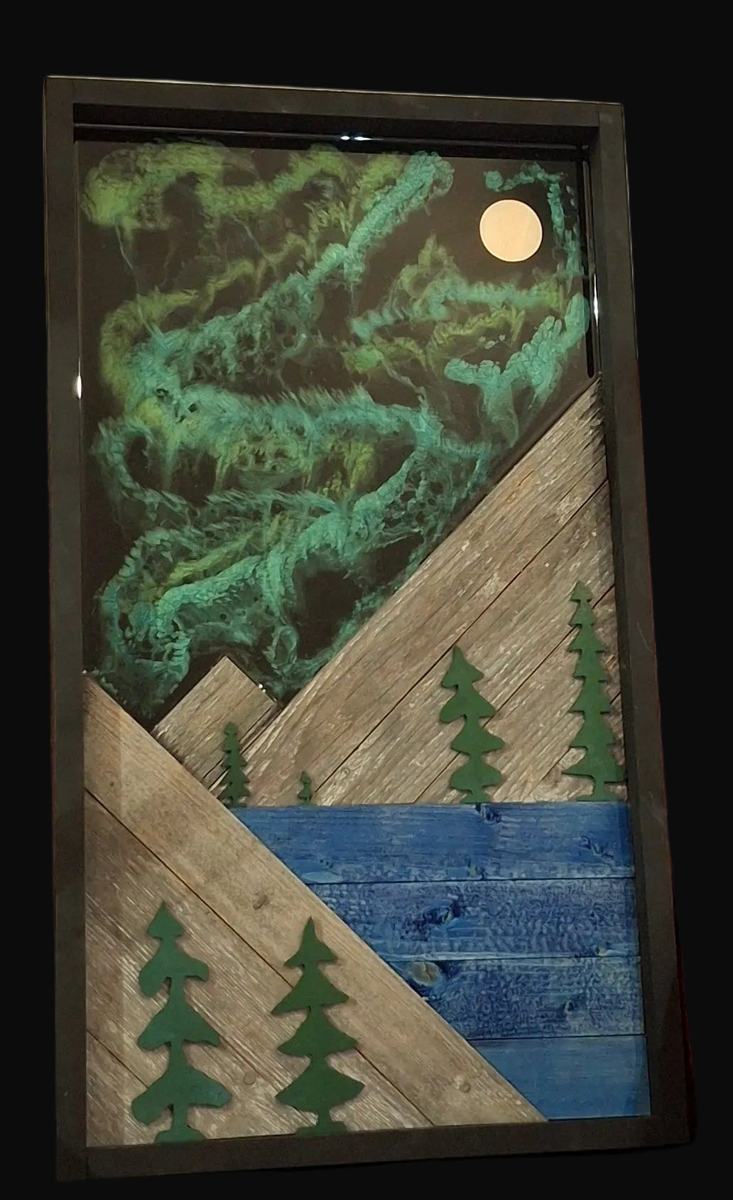 Tall Northern Lights with moon