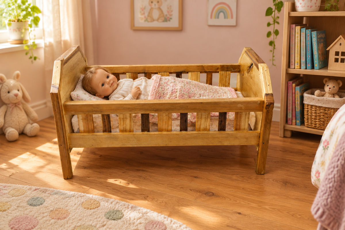 Wooden Doll Crib