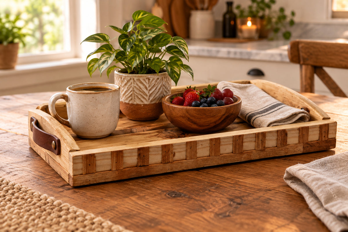 Wooden Tray with Handles