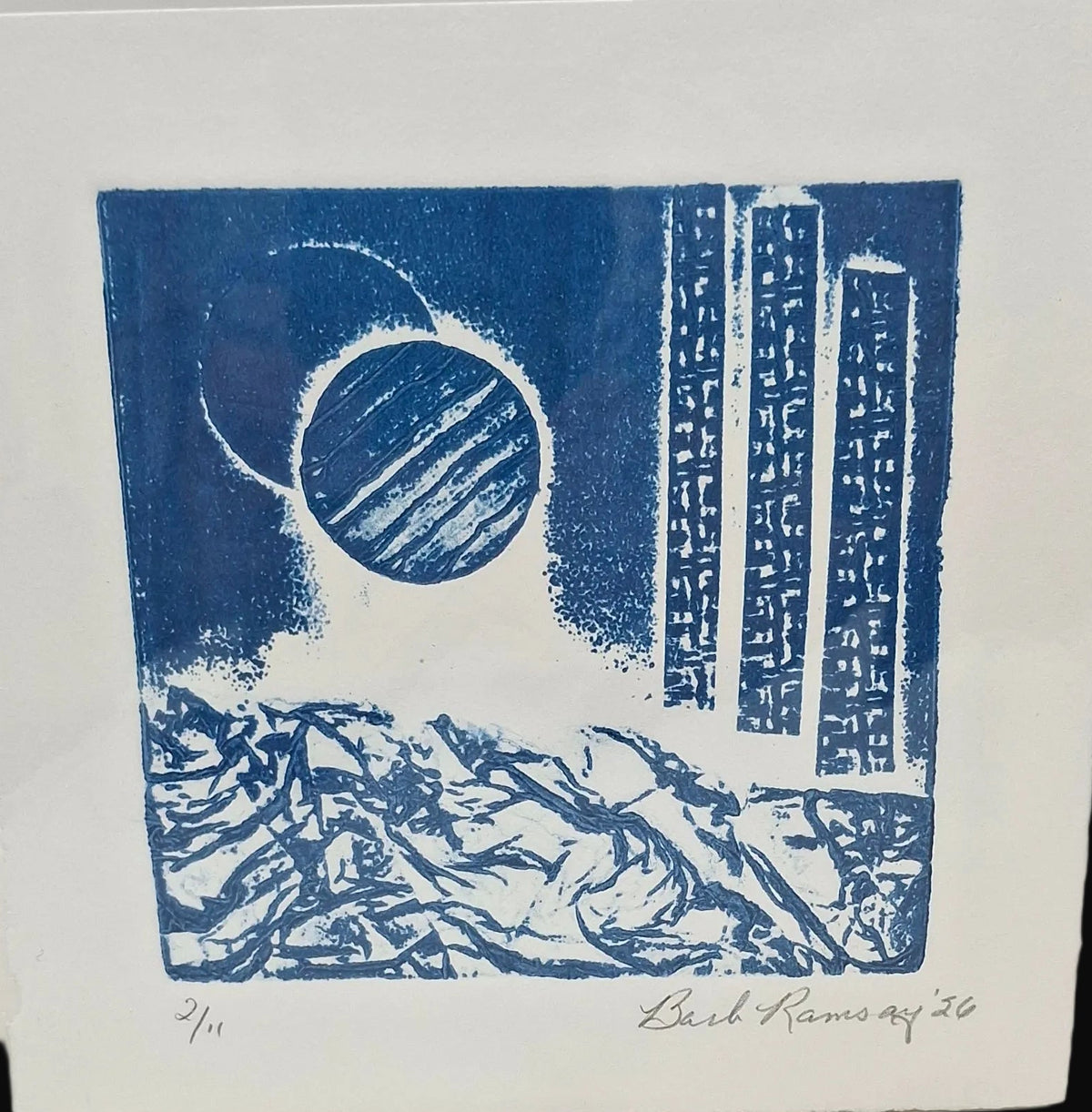 Collograph Print Blue Series