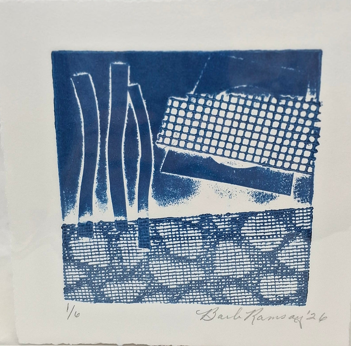 Collograph Print Blue Series
