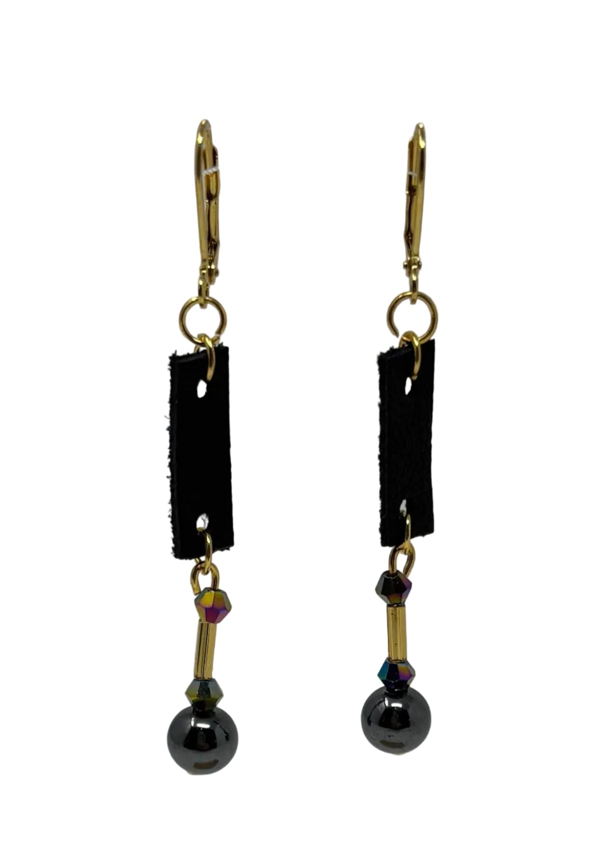 Earrings - Deerskin with Austrian Crystal and Hematite